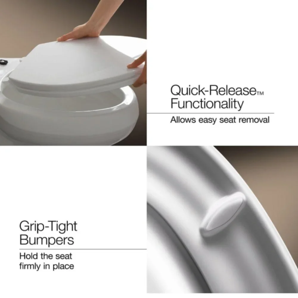 KOHLER Hyten Elevated Quiet-Close Elongated Toilet‎ Seat in White 25875-0